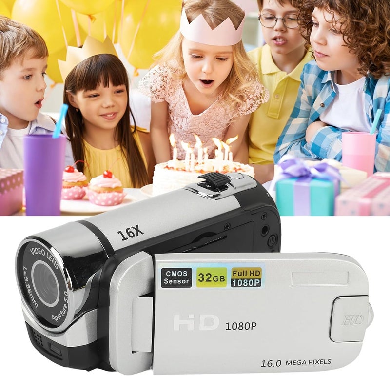 EIMSOAH Vintage Video Camera Camcorder, 16Mp Cam Corder, 1080P Digital Camera, 2.4 Inch Rotatable Screen Camcorder, 16X Zoom HD Video Recorder with Fill Light for Teens Beginner Adult - Image 2